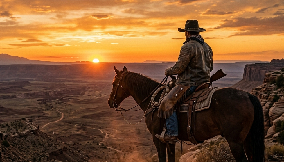 Western movie scene on a TV